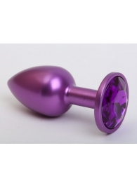 Фиолетовая анальная пробка с фиолетовым стразом - 7,6 см. - 4sexdreaM - купить с доставкой в Екатеринбурге