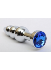 Серебристая анальная ёлочка с синим кристаллом - 11,2 см. - 4sexdreaM - купить с доставкой в Екатеринбурге