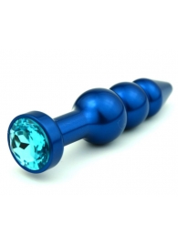 Синяя фигурная анальная пробка с голубым кристаллом - 11,2 см. - 4sexdreaM - купить с доставкой в Екатеринбурге