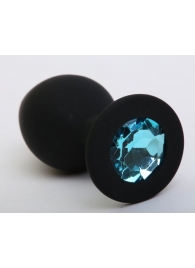 Чёрная силиконовая пробка с голубым стразом - 9,5 см. - 4sexdreaM - купить с доставкой в Екатеринбурге