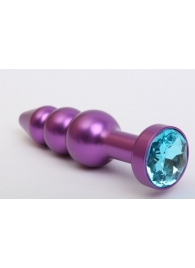 Фиолетовая фигурная анальная ёлочка с голубым кристаллом - 11,2 см. - 4sexdreaM - купить с доставкой в Екатеринбурге