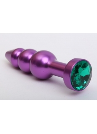 Фиолетовая фигурная анальная ёлочка с зелёным кристаллом - 11,2 см. - 4sexdreaM - купить с доставкой в Екатеринбурге