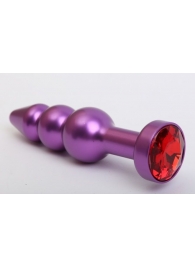 Фиолетовая фигурная анальная ёлочка с красным кристаллом - 11,2 см. - 4sexdreaM - купить с доставкой в Екатеринбурге