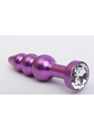 Фиолетовая фигурная анальная ёлочка с прозрачным кристаллом - 11,2 см. - 4sexdreaM - купить с доставкой в Екатеринбурге