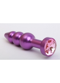 Фиолетовая фигурная анальная ёлочка с розовым кристаллом - 11,2 см. - 4sexdreaM - купить с доставкой в Екатеринбурге