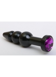 Чёрная анальная ёлочка с фиолетовым кристаллом - 11,2 см. - 4sexdreaM - купить с доставкой в Екатеринбурге