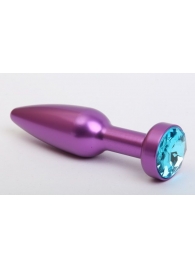 Фиолетовая анальная пробка с голубым стразом - 11,2 см. - 4sexdreaM - купить с доставкой в Екатеринбурге