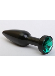 Чёрная удлинённая пробка с зелёным кристаллом - 11,2 см. - 4sexdreaM - купить с доставкой в Екатеринбурге