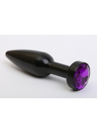 Чёрная удлинённая пробка с фиолетовым кристаллом - 11,2 см. - 4sexdreaM - купить с доставкой в Екатеринбурге
