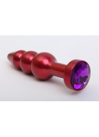 Красная анальная ёлочка с фиолетовым кристаллом - 11,2 см. - 4sexdreaM - купить с доставкой в Екатеринбурге