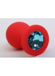Красная силиконовая пробка с голубым стразом - 8,2 см. - 4sexdreaM - купить с доставкой в Екатеринбурге
