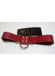 Широкие красные ременные наручники с полукольцом - Подиум - купить с доставкой в Екатеринбурге