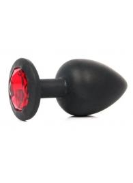 Чёрная силиконовая пробка с красным кристаллом размера S - 6,8 см. - Vandersex - купить с доставкой в Екатеринбурге