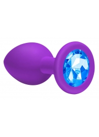 Большая фиолетовая анальная пробка Emotions Cutie Large с голубым кристаллом - 10 см. - Lola Games - купить с доставкой в Екатеринбурге