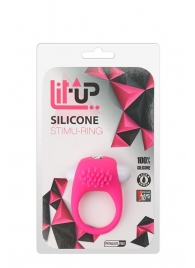 Розовое эрекционное кольцо с щеточкой LIT-UP SILICONE STIMU RING 5 - Dream Toys - в Екатеринбурге купить с доставкой