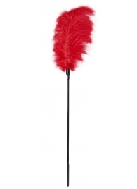 Стек с большим красным пером Large Feather Tickler - 65 см. - Blush Novelties - купить с доставкой в Екатеринбурге