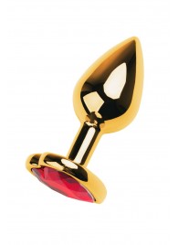 Золотистая анальная пробка с кристаллом-сердцем - 7,5 см. - ToyFa - купить с доставкой в Екатеринбурге