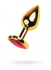 Золотистая анальная пробка с кристаллом-сердцем - 7,5 см. - ToyFa - купить с доставкой в Екатеринбурге