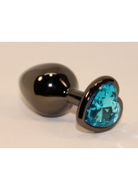 Чёрная пробка с голубым сердцем-кристаллом - 7 см. - 4sexdreaM - купить с доставкой в Екатеринбурге
