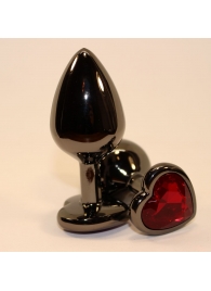 Чёрная пробка с красным сердцем-кристаллом - 7 см. - 4sexdreaM - купить с доставкой в Екатеринбурге