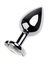 Серебристая анальная пробка с прозрачным кристаллом-сердцем - 8 см. - ToyFa - купить с доставкой в Екатеринбурге