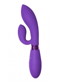 Фиолетовый вибратор Gina с клиторальным отростком - 20 см. - Indeep