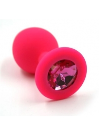 Розовая анальная втулка с малиновым кристаллом - 7,3 см. - Джага-Джага - купить с доставкой в Екатеринбурге
