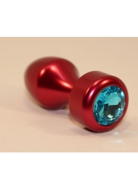 Красная анальная пробка с голубым кристаллом - 7,8 см. - 4sexdreaM - купить с доставкой в Екатеринбурге