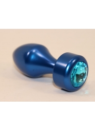 Синяя анальная пробка с голубым кристаллом - 7,8 см. - 4sexdreaM - купить с доставкой в Екатеринбурге