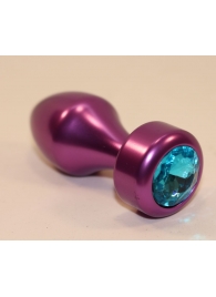 Фиолетовая анальная пробка с голубым кристаллом - 7,8 см. - 4sexdreaM - купить с доставкой в Екатеринбурге