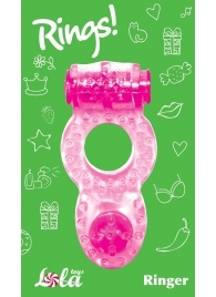 Розовое эрекционное кольцо с вибрацией Rings Ringer - Lola Games - в Екатеринбурге купить с доставкой