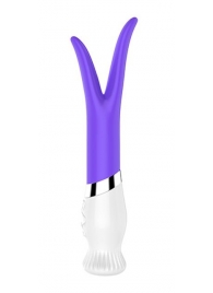 Фиолетовый вибратор-ротатор с раздвоенным кончиком LILY - 18 см. - Dibe