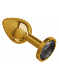 Золотистая анальная втулка с чёрным кристаллом - 7 см. - Джага-Джага - купить с доставкой в Екатеринбурге