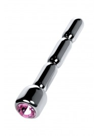 Серебристый уретральный плаг со стразом - 7 см. - ToyFa - купить с доставкой в Екатеринбурге