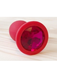 Красная анальная втулка с малиновым кристаллом - 7,3 см. - Джага-Джага - купить с доставкой в Екатеринбурге