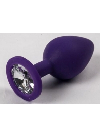 Фиолетовая силиконовая пробка с прозрачным кристаллом - 7,3 см. - Джага-Джага - купить с доставкой в Екатеринбурге