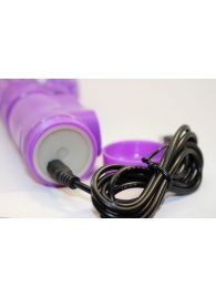 Фиолетовый вибратор-ротатор с клиторальным стимулятором - 22,5 см. - 4sexdreaM