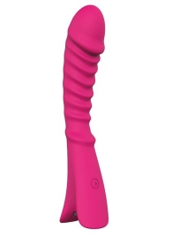 Розовый перезаряжаемый вибратор с ребрышками NAUGHTY BARONESS - 12,5 см. - Dream Toys