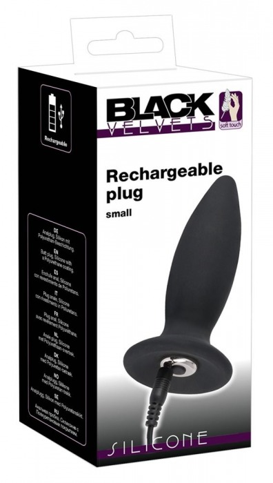 Чёрная перезаряжаемая анальная пробка Black Velvets Recharge Plug S - 11 см. - Orion