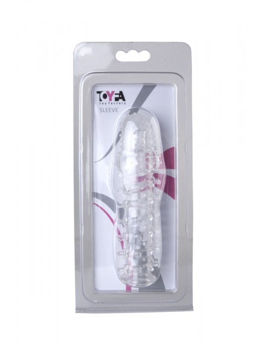 Прозрачная, закрытая насадка с шипами и точками - 13,5 см. - Toyfa Basic - в Екатеринбурге купить с доставкой