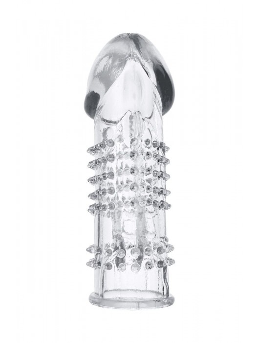 Прозрачная гелевая насадка с шипами и клиторальным отростком - 13 см. - Toyfa Basic - в Екатеринбурге купить с доставкой