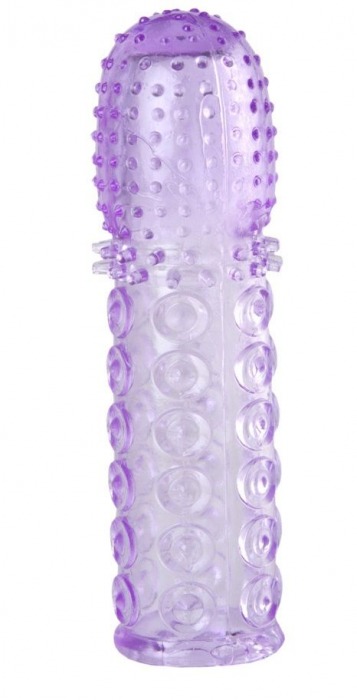 Насадка гелевая фиолетовая с точками, шипами и наплывами - 13,5 см. - Toyfa Basic - в Екатеринбурге купить с доставкой