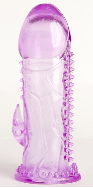 Фиолетовая гелевая насадка с шипами - 13 см. - Toyfa Basic - в Екатеринбурге купить с доставкой