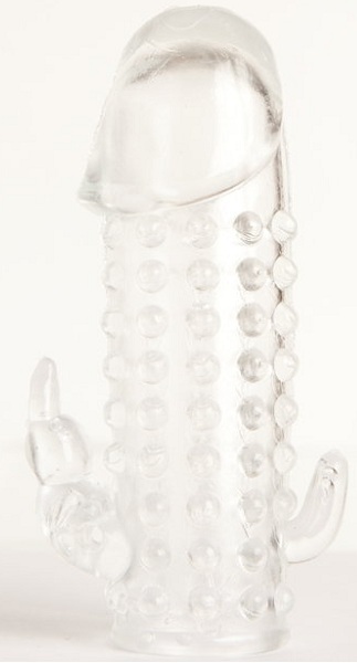 Гелевая прозрачная насадка с 2 отростками - 13 см. - Toyfa Basic - в Екатеринбурге купить с доставкой