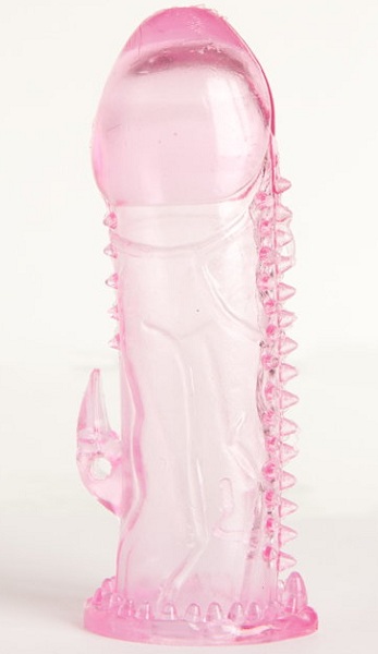 Розовая гелевая насадка с шипами и коготком - Toyfa Basic - в Екатеринбурге купить с доставкой