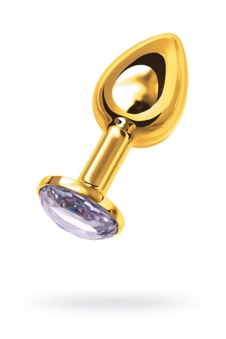 Золотистая маленькая анальная втулка с прозрачным кристаллом - 6 см. - ToyFa - купить с доставкой в Екатеринбурге