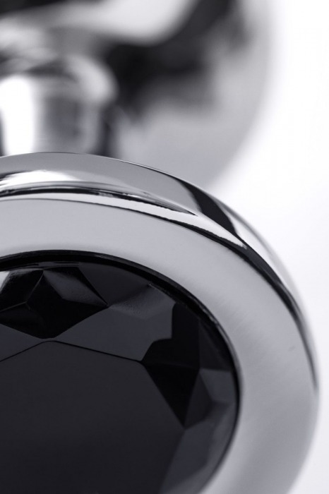 Большая серебристая анальная втулка с чёрным кристаллом - 8,5 см. - ToyFa - купить с доставкой в Екатеринбурге