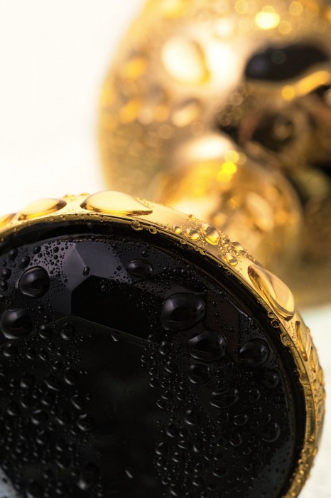 Маленькая золотистая анальная втулка с чёрным кристаллом - 7,2 см. - ToyFa - купить с доставкой в Екатеринбурге