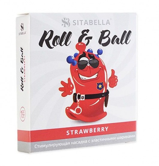 Стимулирующий презерватив-насадка Roll   Ball Strawberry - Sitabella - купить с доставкой в Екатеринбурге