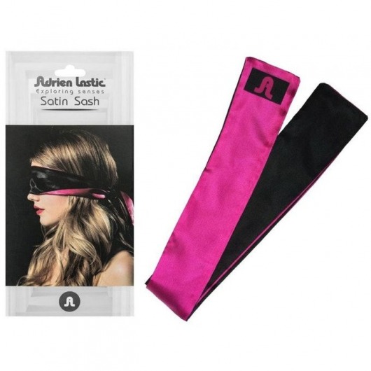 Черно-розовая атласная повязка на глаза Satin Sash - Adrien Lastic - купить с доставкой в Екатеринбурге